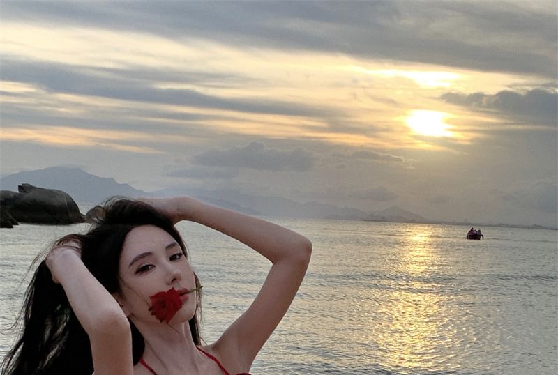 Sundress Halter Ruffle Side-Slit Midi Floral