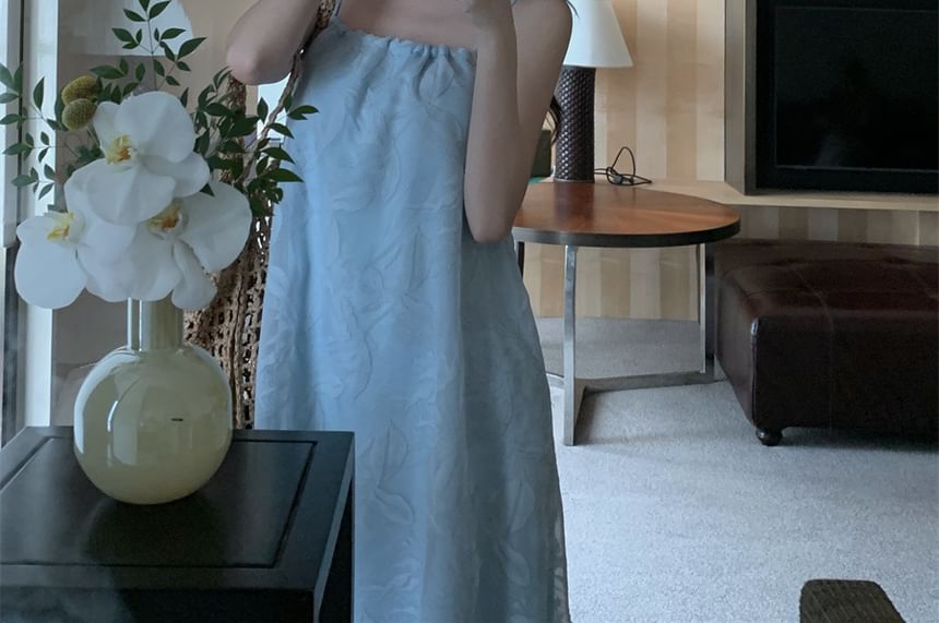 Sundress Leaf Spaghetti Strap Maxi Print