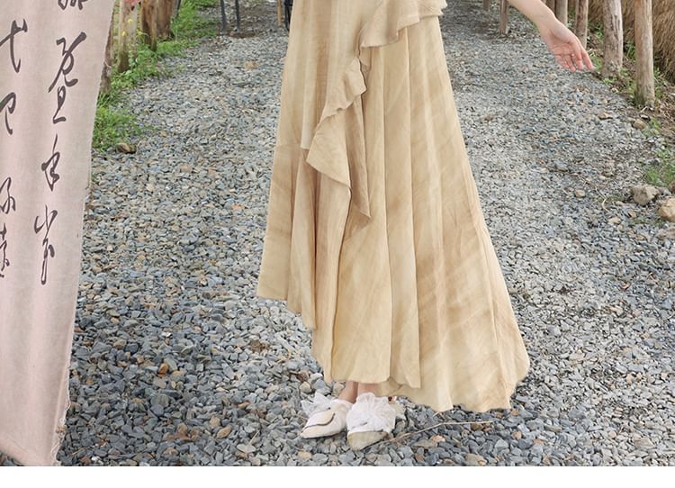 Neckholder Batik Asymmetrisch Offener Rücken Midi A