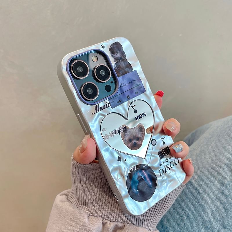 Heart Phone Mirrored Cat Case