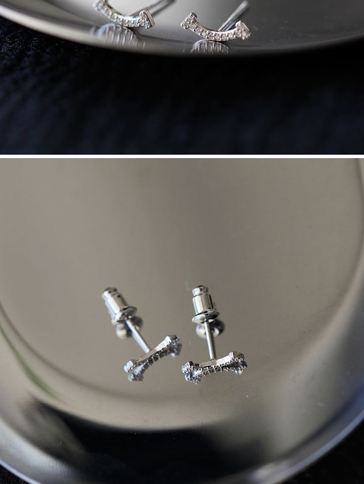 Earring Sterling Rhinestone Silver Stud