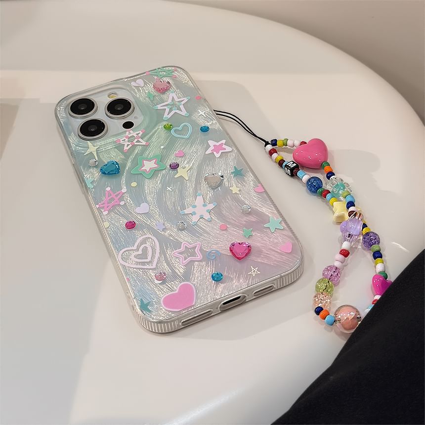 Star Case / Adhesive Decoration Rhinestone Phone Strap Set