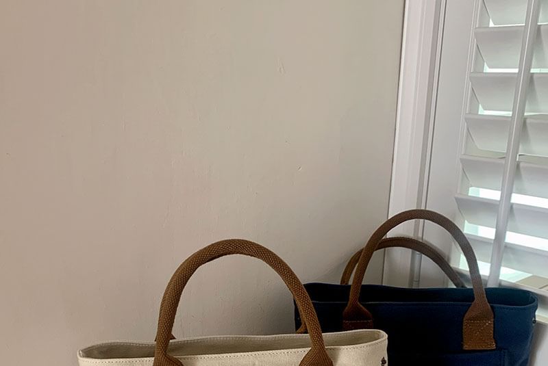 Contrast Strap Bag Canvas Tote