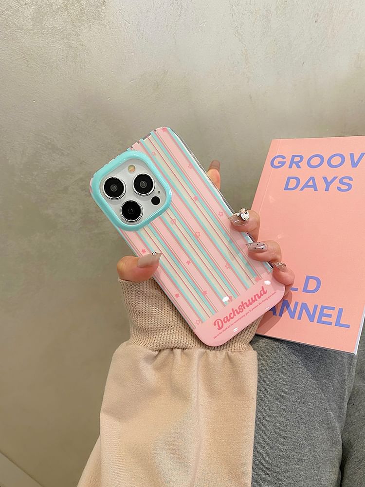 Striped Case / Stand Set Phone Dog