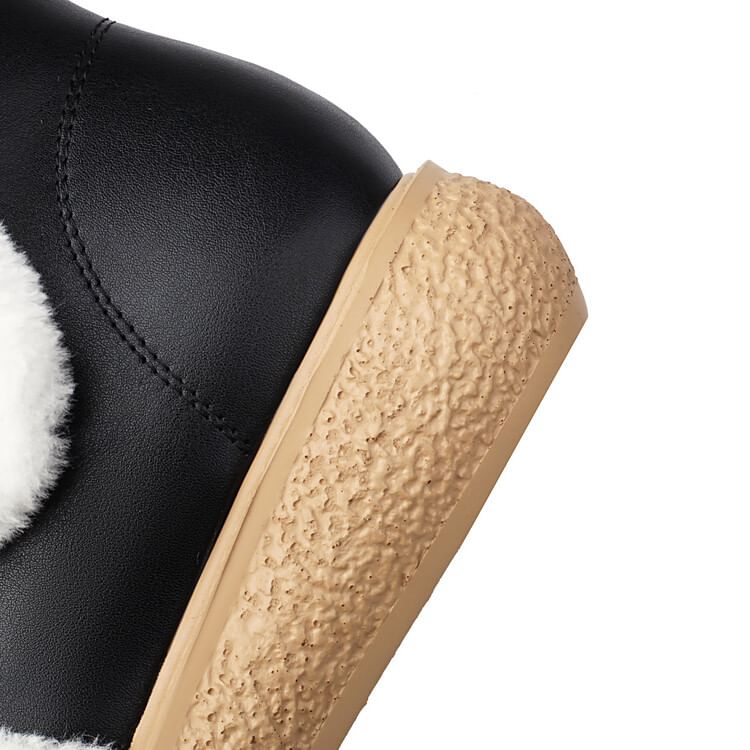 Trim Fluffy Platform Boots Bow Short