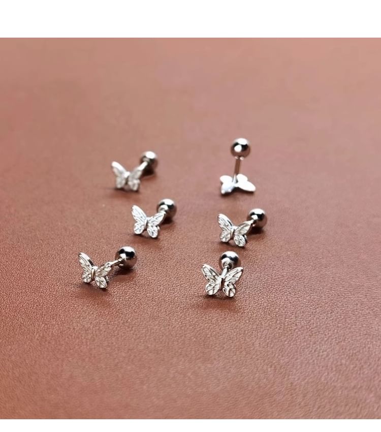 Earring 925 Silver Butterfly Barbell Sterling