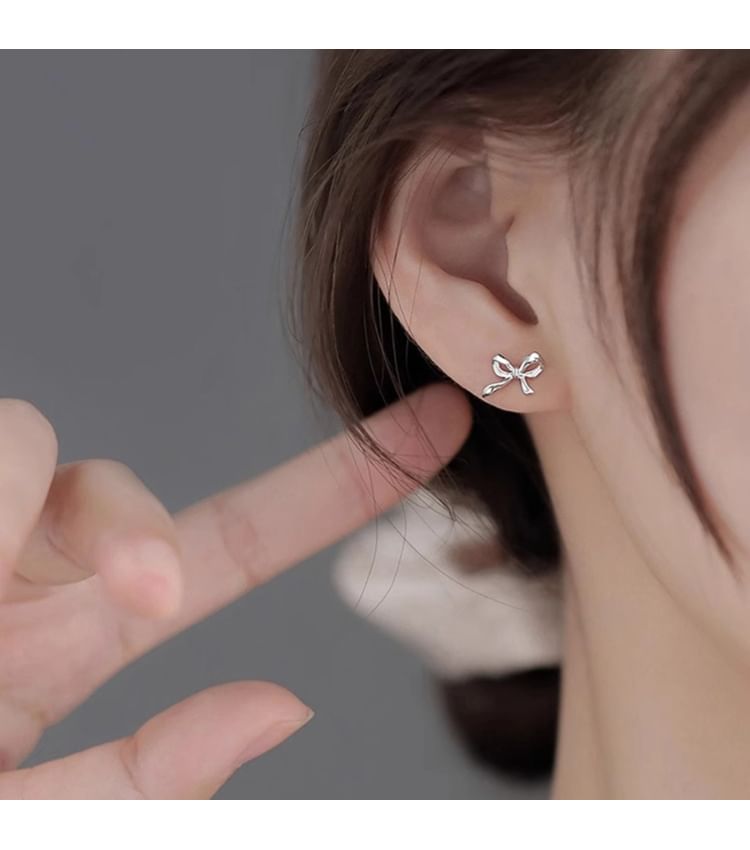 Stud 925 Silver Sterling Earring Bow