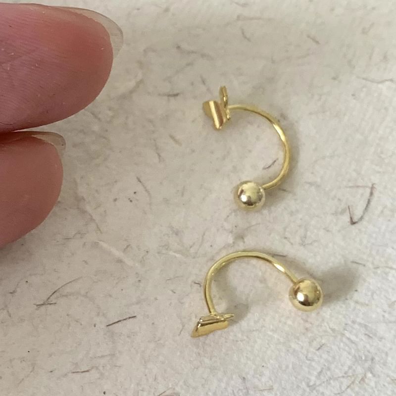 Sterling Barbell Silver Butterfly 925 Earring