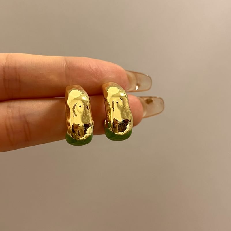 Open Glaze Hoop Earring Alloy Irregular