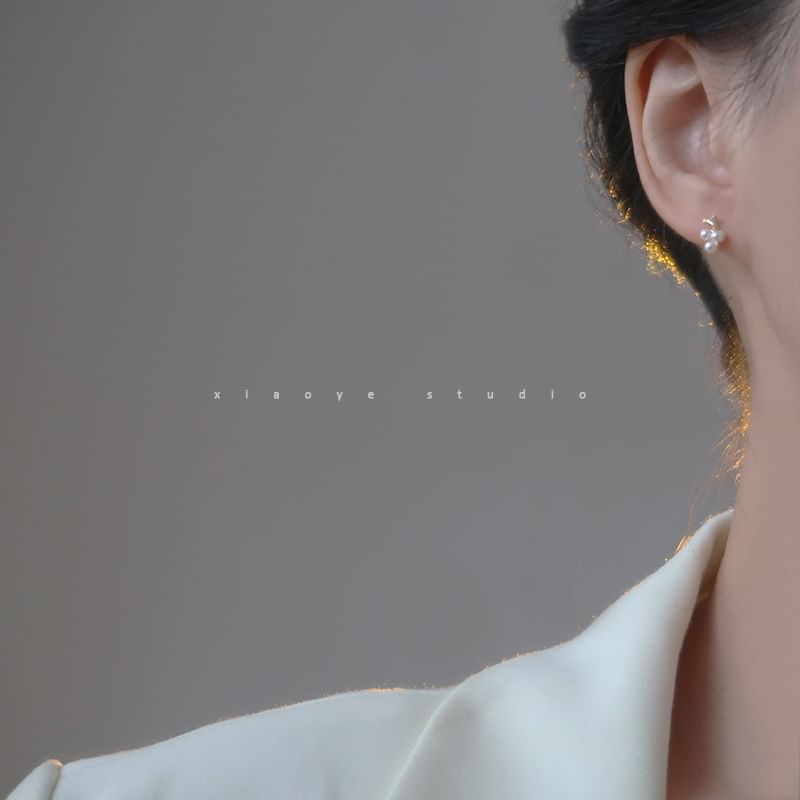 Faux Silver Stud S925 Pearl Sterling Earring