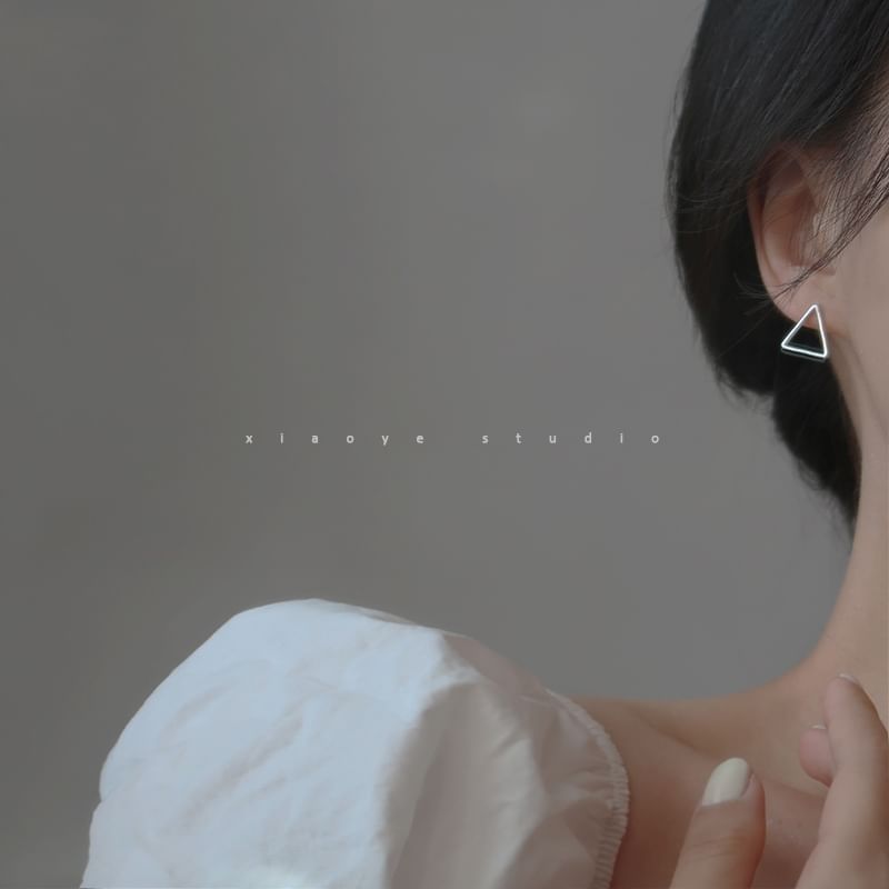 Silver Sterling Triangle Earring S925 Stud