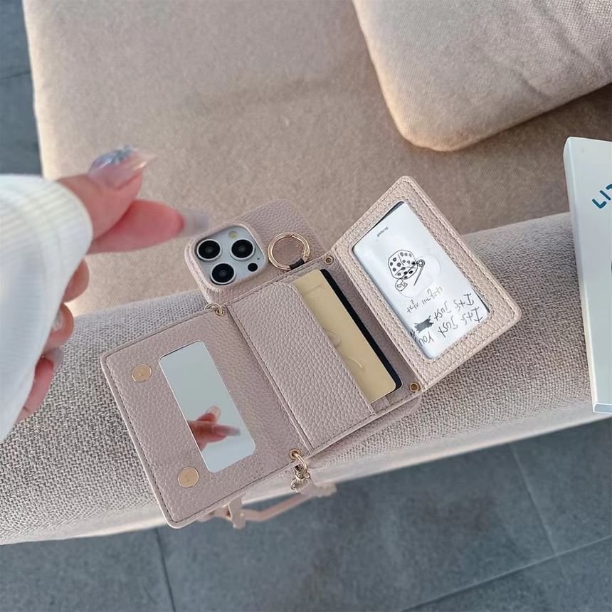 Leather Phone with Case Faux Holder Card Lanyard