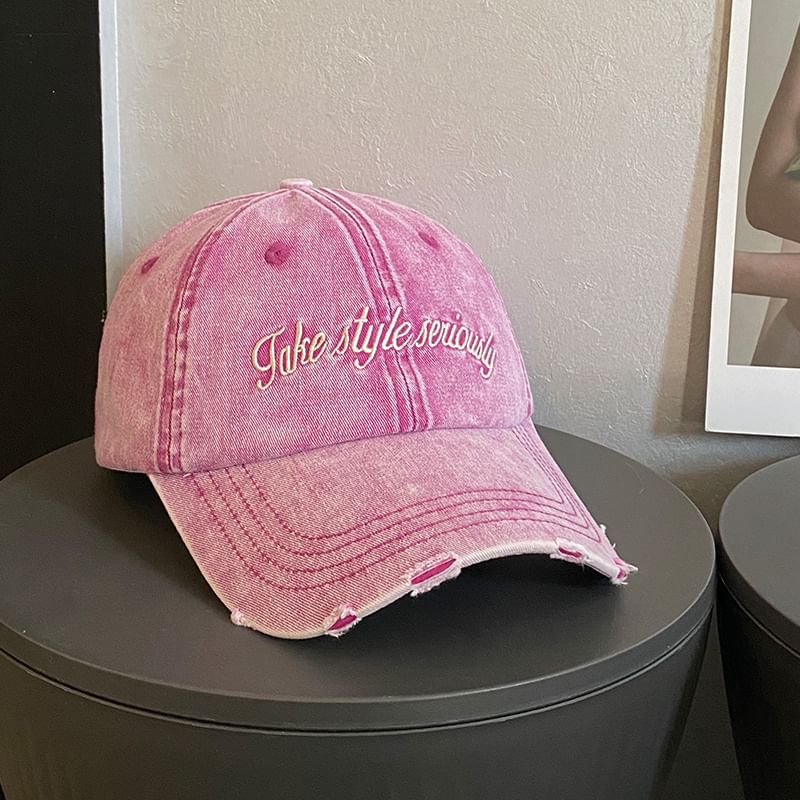 Distressed Embroidered Cap Lettering Baseball