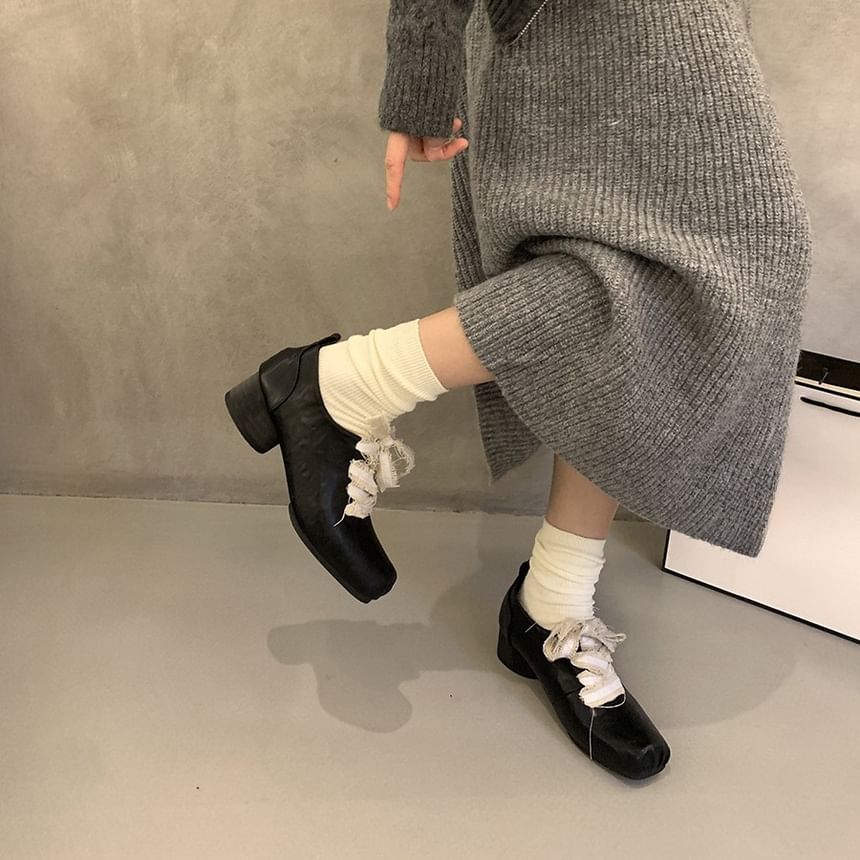 Pumps Toe Up Heel Square Block Lace