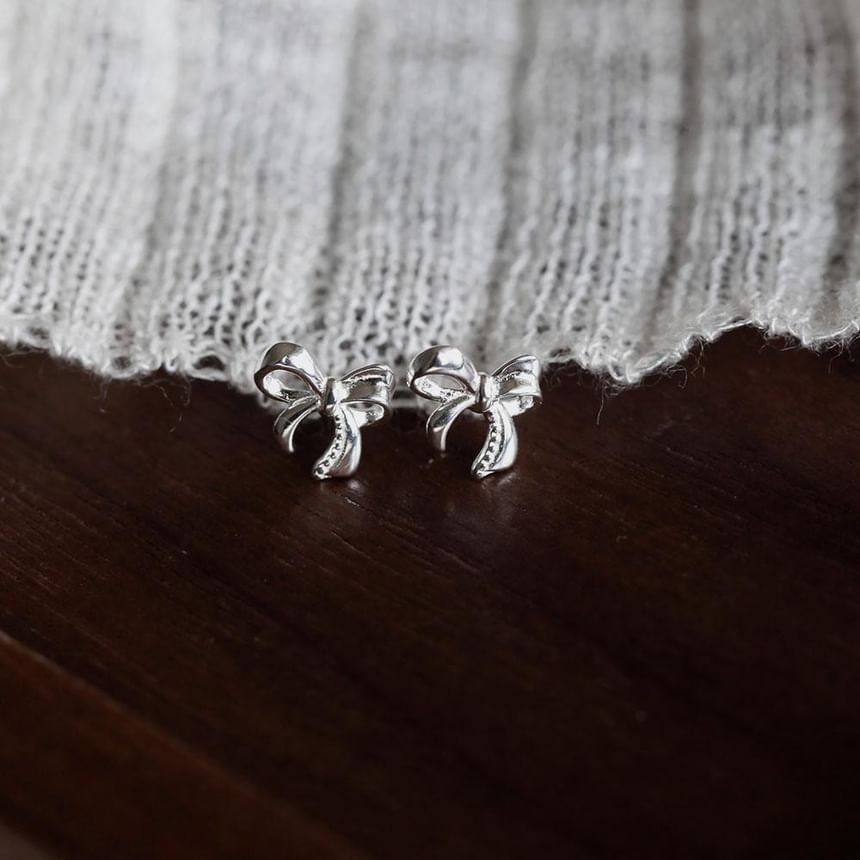 Stud Silver Earring Sterling 925 Bowknot