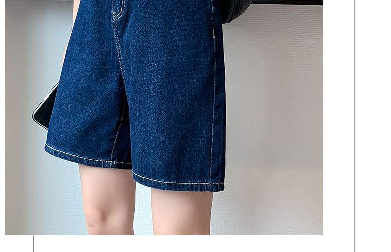 Shorts High Waist Plain Denim