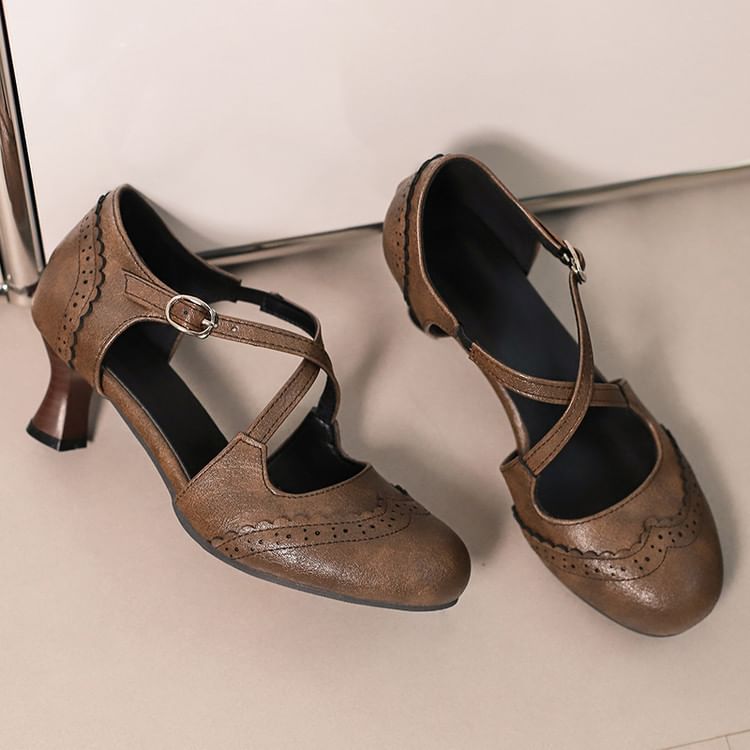 Low Heel Sandals Brogue D'Orsay