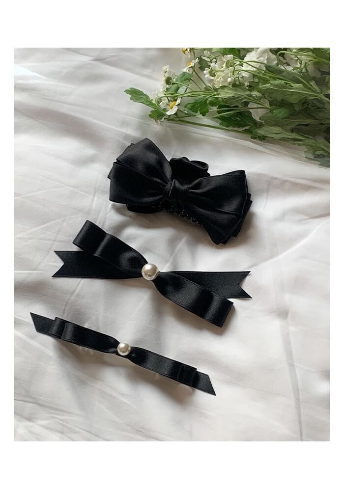 Faux Hair Pearl Clip Bow