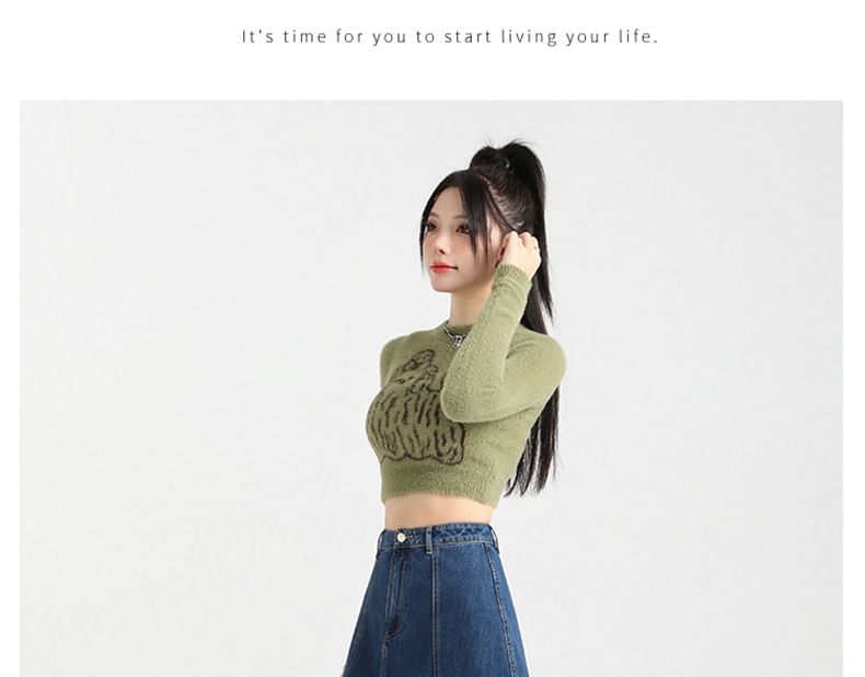 Contrast Skirt High Rise A-Line Midi Stitching Denim