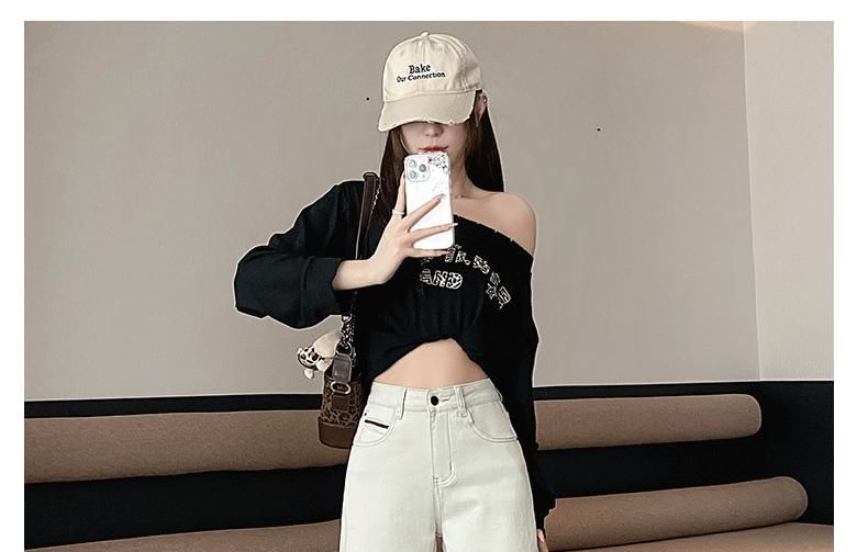 Trim Wide High Jeans Leg Rise Contrast