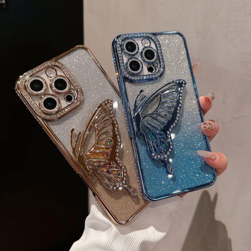 Embellished Butterfly Case Stand Phone