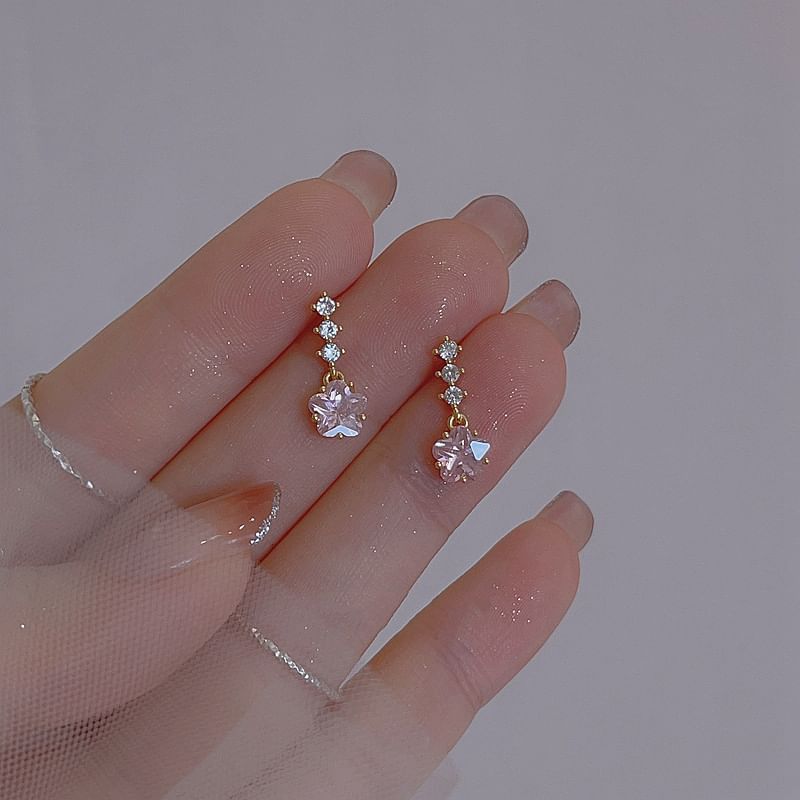 Earring Star Dangle Rhinestone Alloy