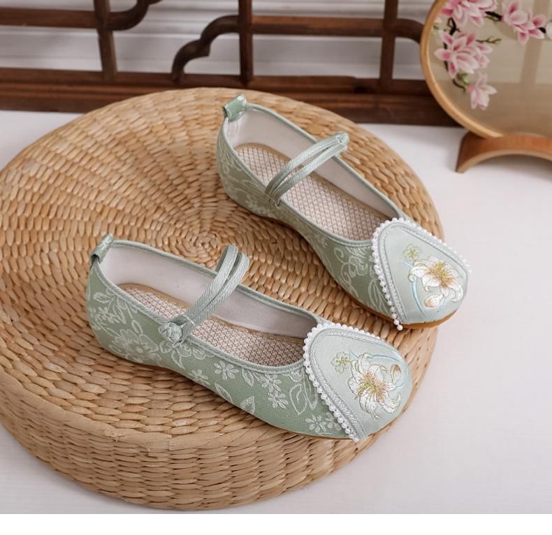 Heel Wedge Embroidery Floral Shoes
