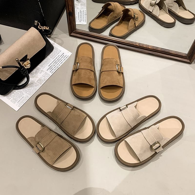 Buckled Sandals Plain Slide