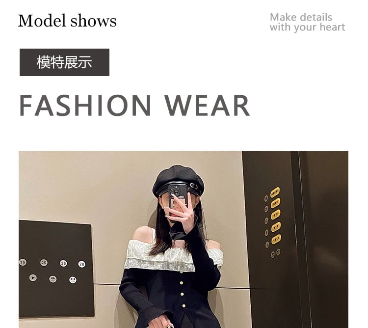 Flat Two-Tone Knit Mules