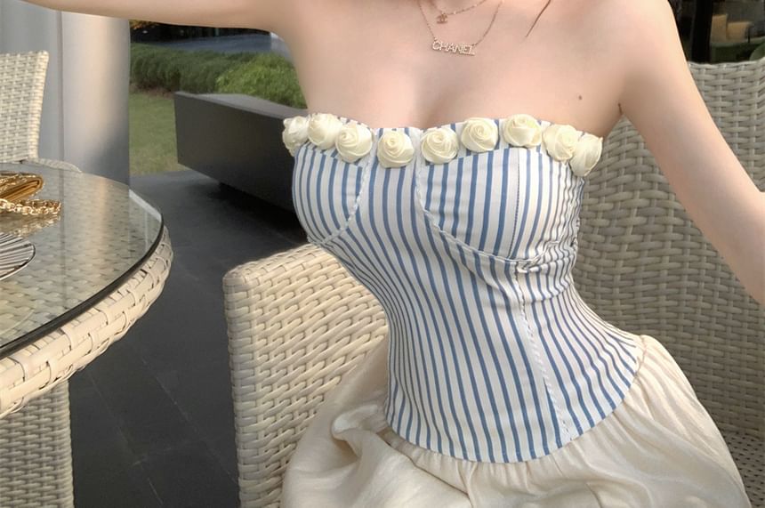 Floral Striped Detail Top Tube