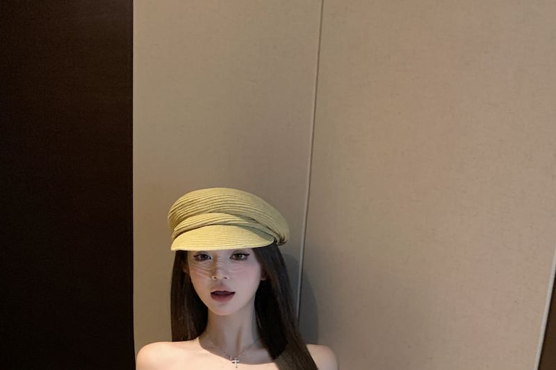 Long-Sleeve Floral Print Off Top Shoulder Crop