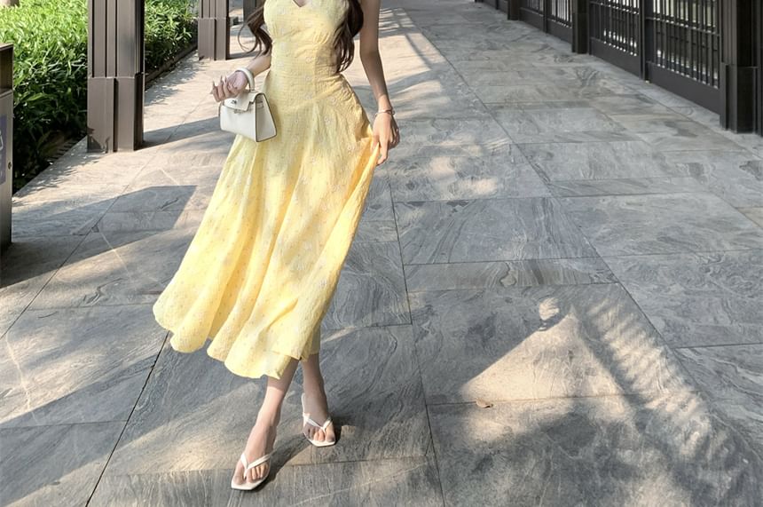 Sleeveless V-Neck Sundress Floral Midi