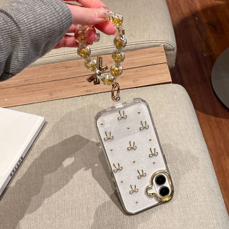 Metallic / Strap Phone Case Set Bow