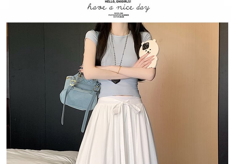 High A-Line Maxi Panel Skirt Rise Lace