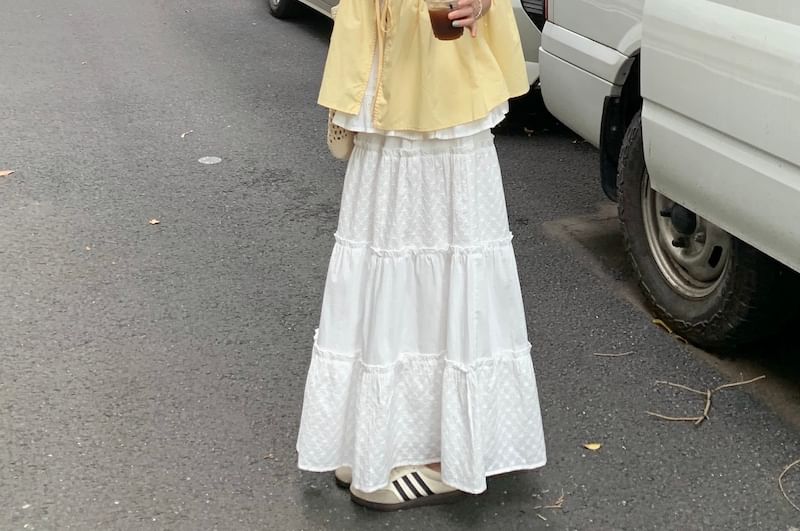 Tie Mock Tone Sleeveless Front Trim Frill Two-Piece Two Blouse