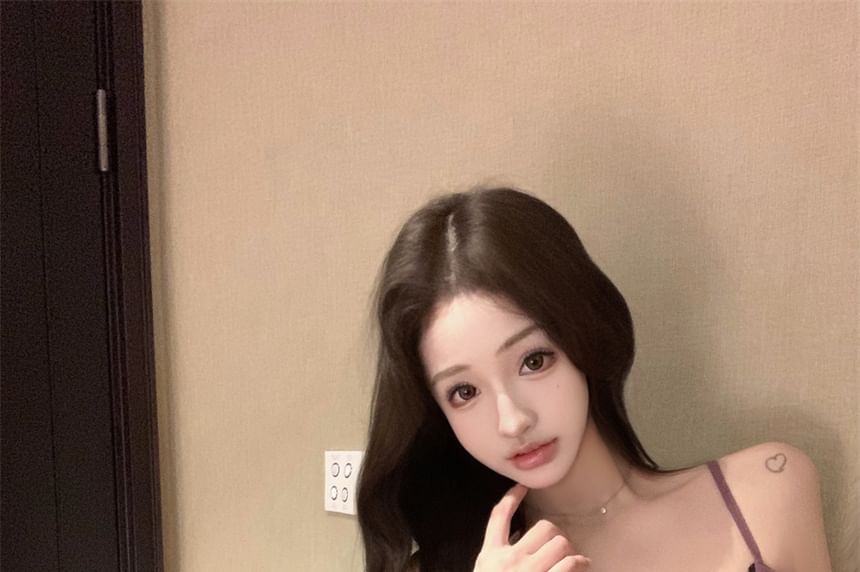 Ruffle Cami Flowy Top Lace Trim Panel