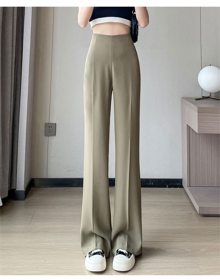 Designs) Waist (Various Leg High Pants Plain Dress Straight