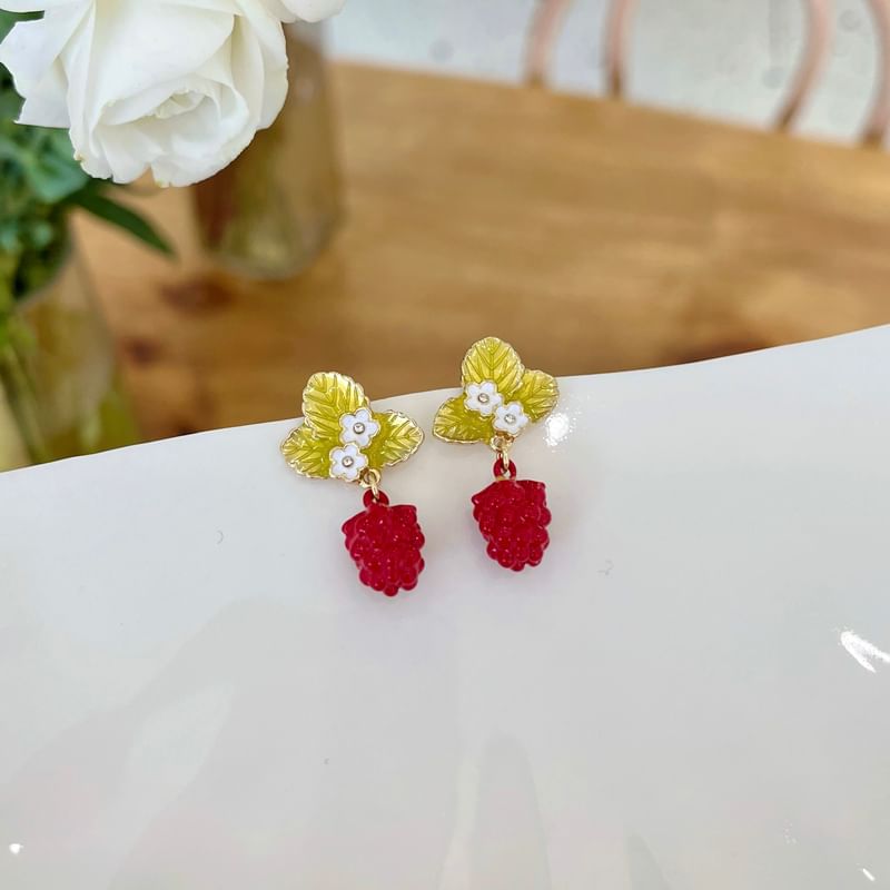 Drop Floral Berry Earring Alloy Glaze