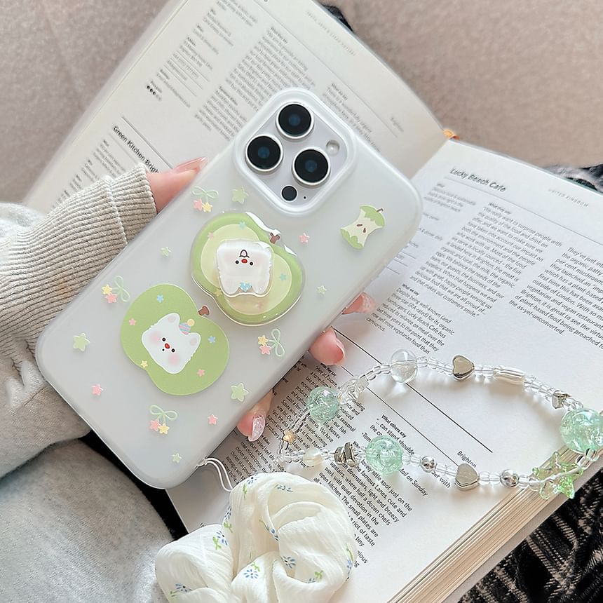 Rotatable Case Adhesive Phone Decoration Strap Dog Apple Set /