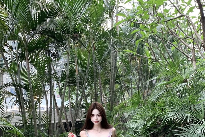 Print Dress Ruffle V-Neck Floral A-Line Mini Sleeveless