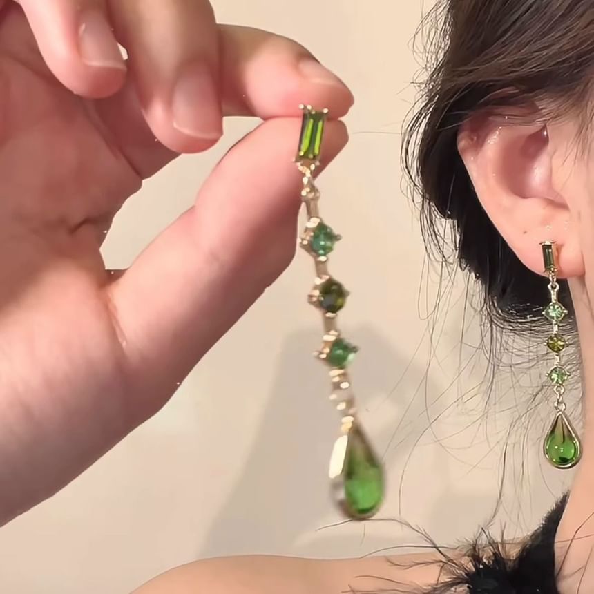 Earring Alloy Faux Crystal Droplet Dangle