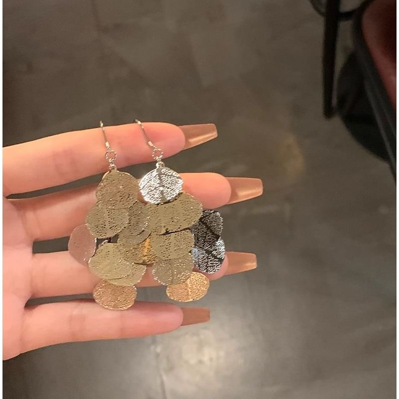 Earring Alloy Chandelier Leaf