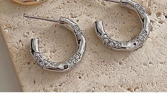 Open Alloy Earring Rhinestone Hoop
