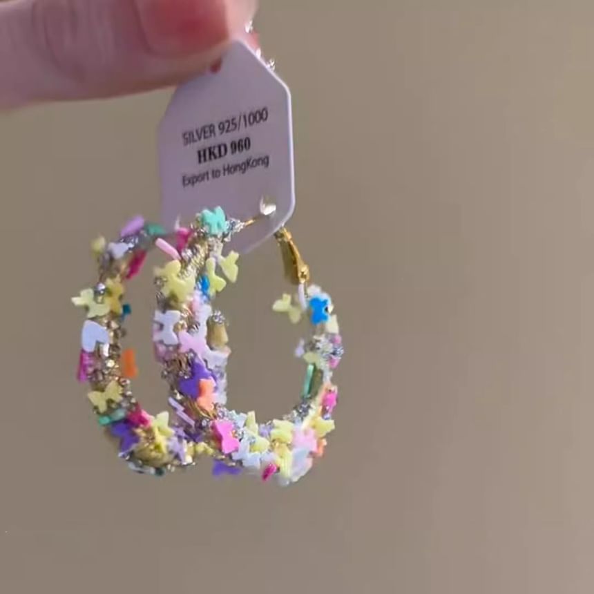 Alloy Hoop Butterfly Earring