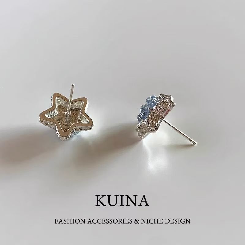 Alloy Crystal Stud Faux Star Earring