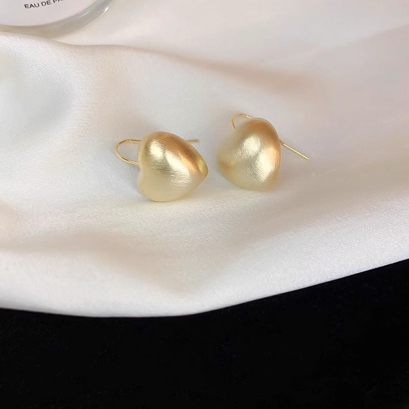 Drop Alloy Brushed Heart Earring