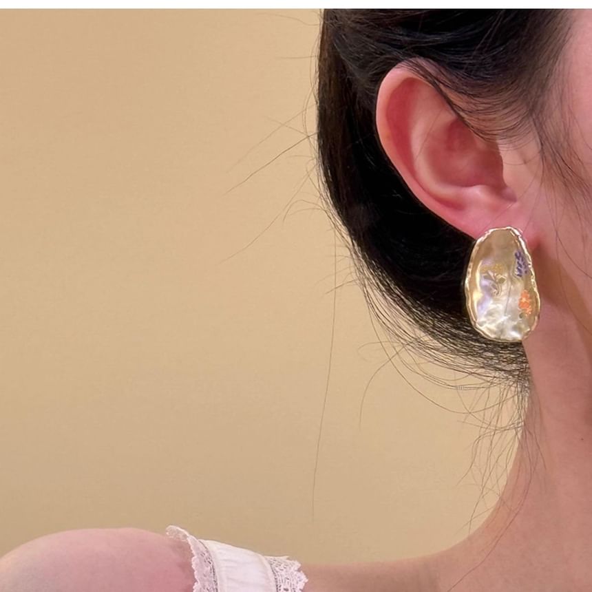Earring Glaze Floral Statement Alloy