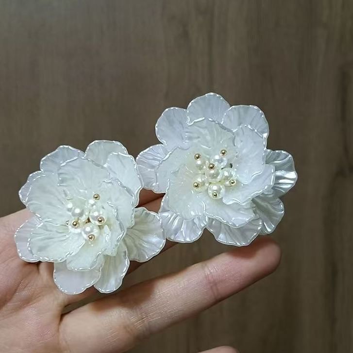 Earring Floral Statement Pearl Alloy Faux