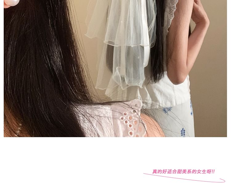 Hair Mesh Bow Veil Clip