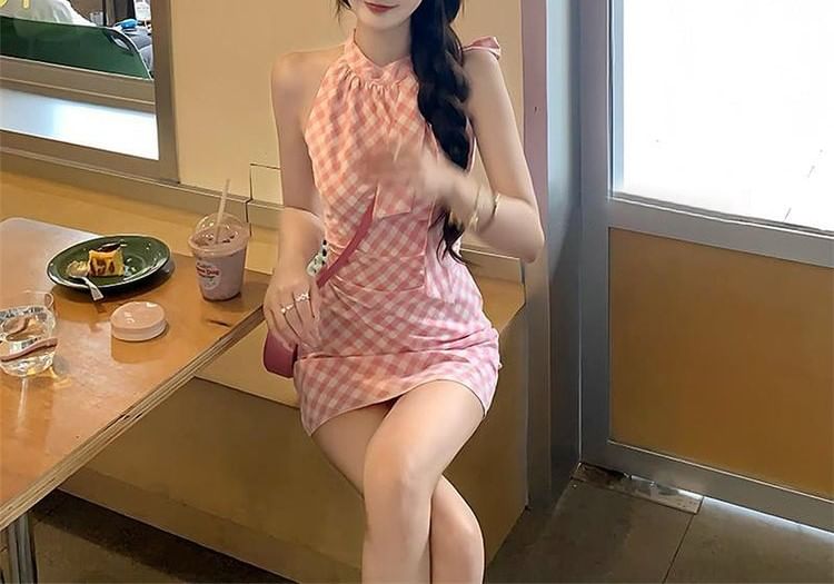 Mini Plaid Sleeveless A-Line Dress